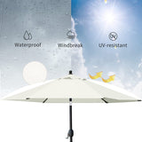 7.5 フィート マーケット アウトドア パティオ アンブレラ プッシュ ボタン チルト & クランク付き ベージュ