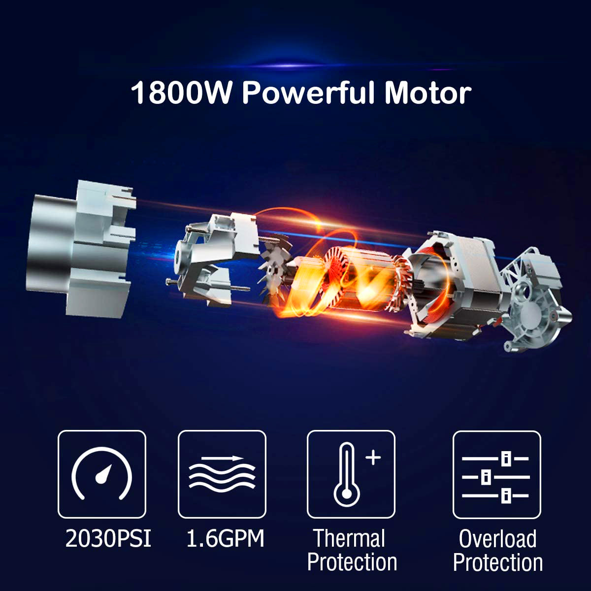 2030 PSI 1.6 GPM 15 アンペア冷水電動高圧洗浄機