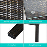 4ピース ウィッカー アウトドア パティオ 会話用座席セット ブルー クッションとコーヒーテーブル付き