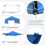 17 フィート x 10 フィートの青いポップアップ キャノピー、調節可能なインスタント サンシェルターとキャリーバッグ付き