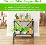 高さ24インチの屋外用ブラックメタルプラントスタンド(2段式)