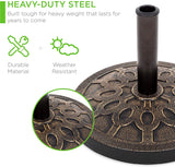 27.5 ポンド 円形織り 樹脂製パティオ傘ベース アンティークブロンズ