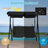 2人用スチール製屋外パティオスイング(キャノピー付き)