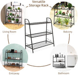 高さ 32 インチ 屋内/屋外用 ブラック メタル プラント スタンド (3 段)