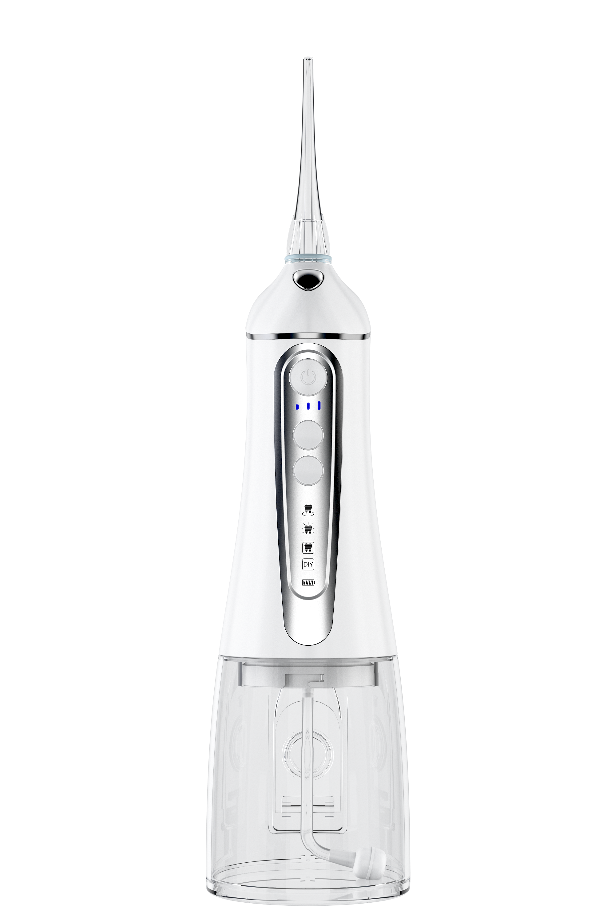 歯用ウォーターフロッサー 320ML ウォーターフロッサー 歯科用口腔洗浄器 DIYモード 4ジェットチップ付き IPX7防水 自宅や旅行に持ち運び可能