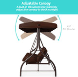 3人用スチール製屋外パティオスイング(キャノピー付き)