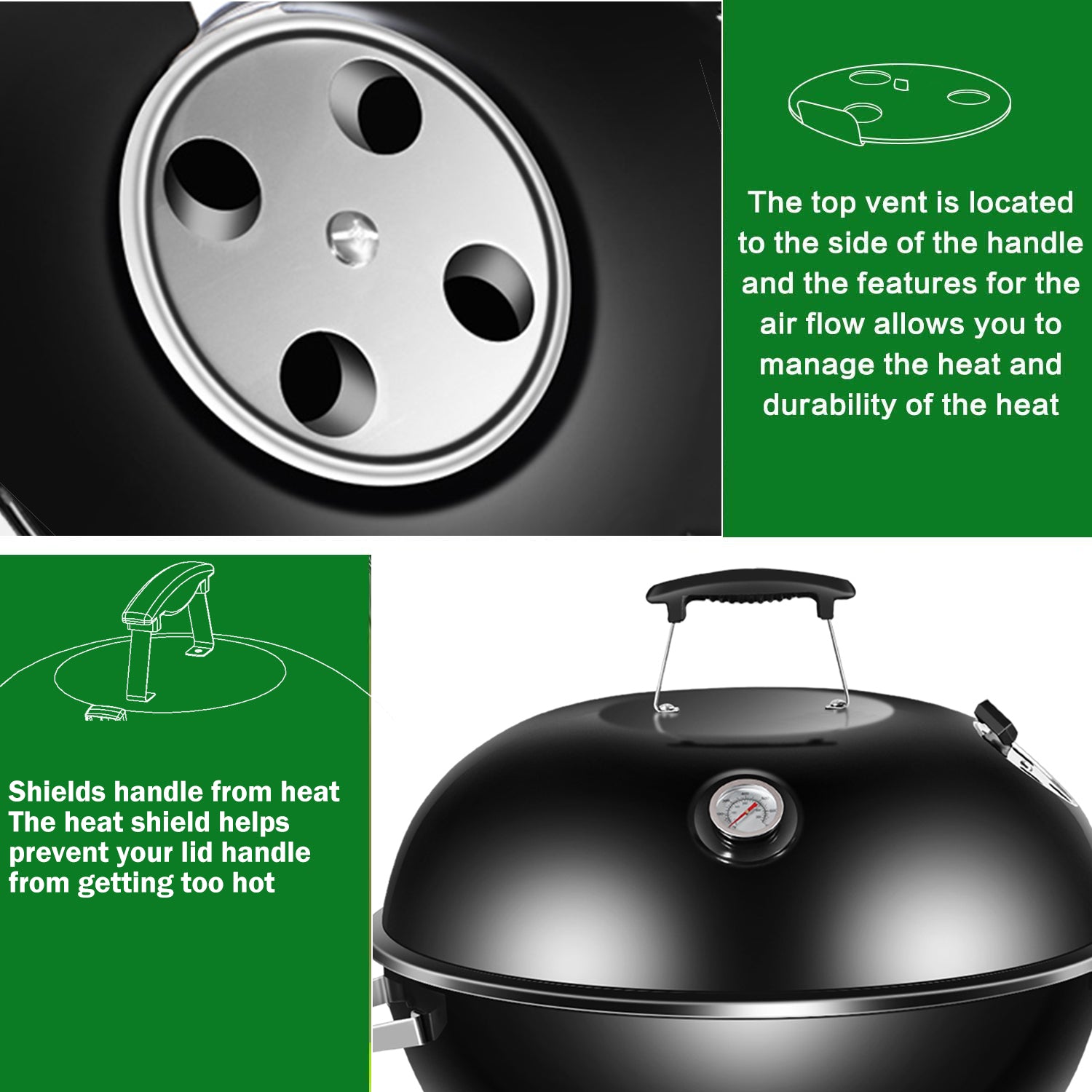 22インチ オリジナル ケトル プレミアム チャコールグリル ブラック 温度計内蔵