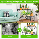 高さ24インチの屋外用ブラックメタルプラントスタンド(2段式)