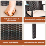 4ピース ウィッカー アウトドア パティオ コンビネーション セット タン クッションとコーヒーテーブル付き