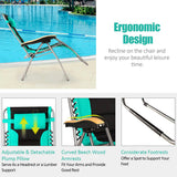 Oversize Folding Adjustable Steel Outdoor Lounge Chair in Turquoise