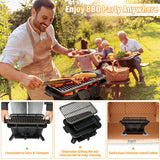 Heavy-Duty Portable Cast Iron Charcoal Grill in Black