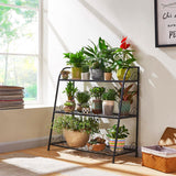 高さ 32 インチ 屋内/屋外用 ブラック メタル プラント スタンド (3 段)