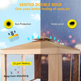 10フィート x 10フィート ポップアップインスタントガゼボテント 蚊帳付き 屋外キャノピーシェルター