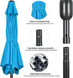 7.5 フィート マーケット アウトドア パティオ アンブレラ プッシュ ボタン チルト & クランク付き ターコイズ