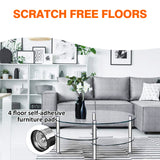 35インチ シルバー ミディアム オーバル ガラス コーヒー テーブル 棚付き