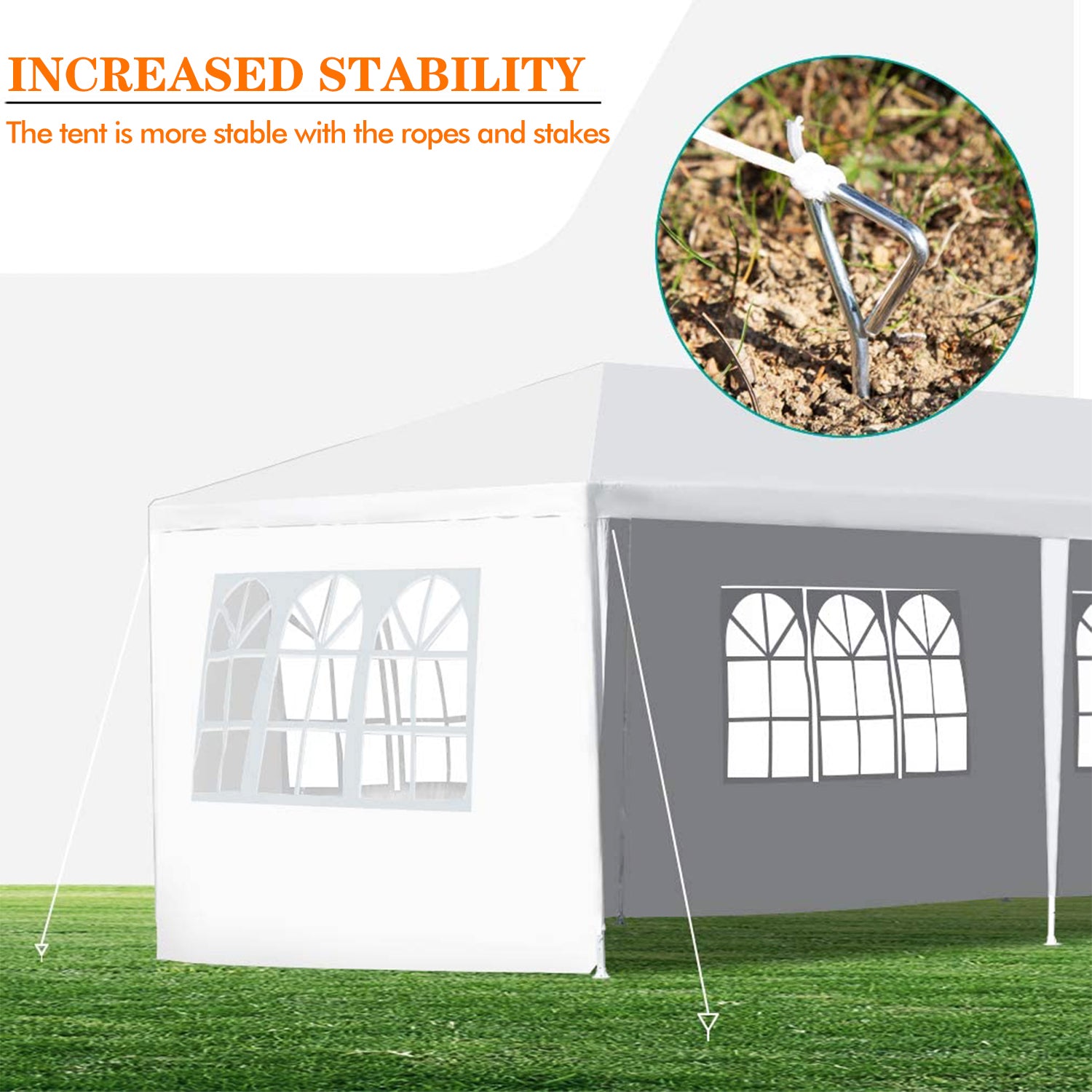 10 ft. x 30 ft. White Canopy Tent Heavy-Duty Wedding Party Tent Canopy with 5 Removable Side Walls