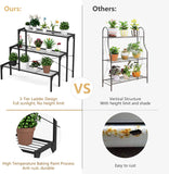 高さ26インチ 屋内/屋外用 ブラックメタルプラントスタンド(3段)