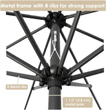 9 フィート マーケット アウトドア パティオ アンブレラ プッシュ ボタン チルト & クランク付き ベージュ