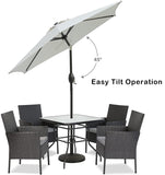 7.5 フィート マーケット アウトドア パティオ アンブレラ プッシュ ボタン チルト & クランク付き ベージュ