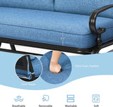 2人用金属製アウトドアグライダー(ブルークッション付き)