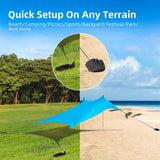 10 フィート x 10 フィート ポータブル ビーチ キャノピー テント シェルター サンド アンカー キャリーバッグ付き ブルー