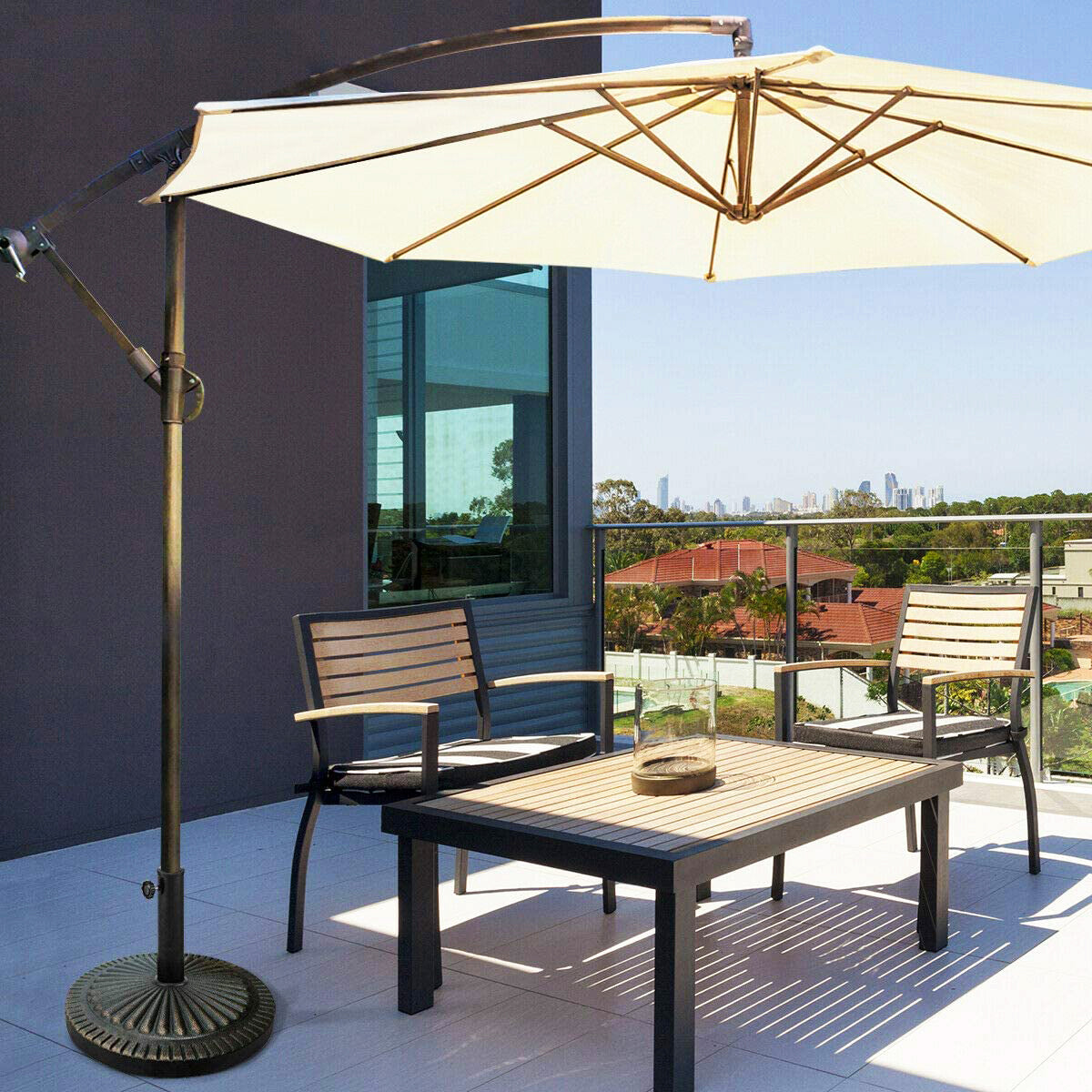 31.5 ポンド アンティークブロンズ屋外パティオ傘ベース