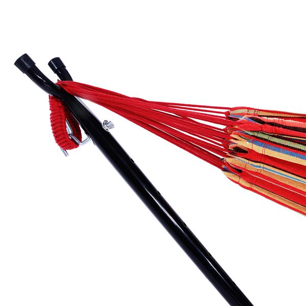 10 フィート ファブリック コットン ハンモック ベッド、省スペース スチール スタンド付き、トロピカル (耐荷重 450 ポンド、プレミアム キャリーバッグ付属)