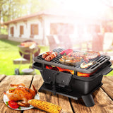 Heavy-Duty Portable Cast Iron Charcoal Grill in Black