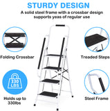 手すり付きプログレードの4段スチールステップスツール