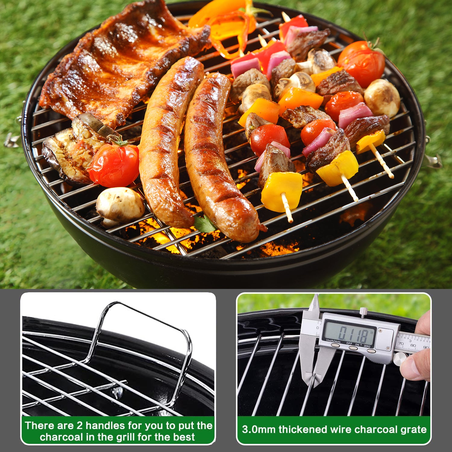 22インチ オリジナル ケトル プレミアム チャコールグリル ブラック 温度計内蔵