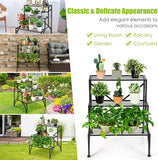 高さ27インチの屋外用ブラックメタルプラントスタンド(3段)