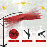 10 フィート スチール カンチレバー オフセット 屋外パティオ傘 (赤)