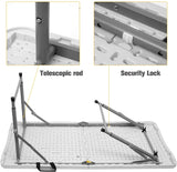 4フィート ホワイト 高さ調節可能 半分に折りたためる プラスチック 屋外用 ピクニック折りたたみテーブル