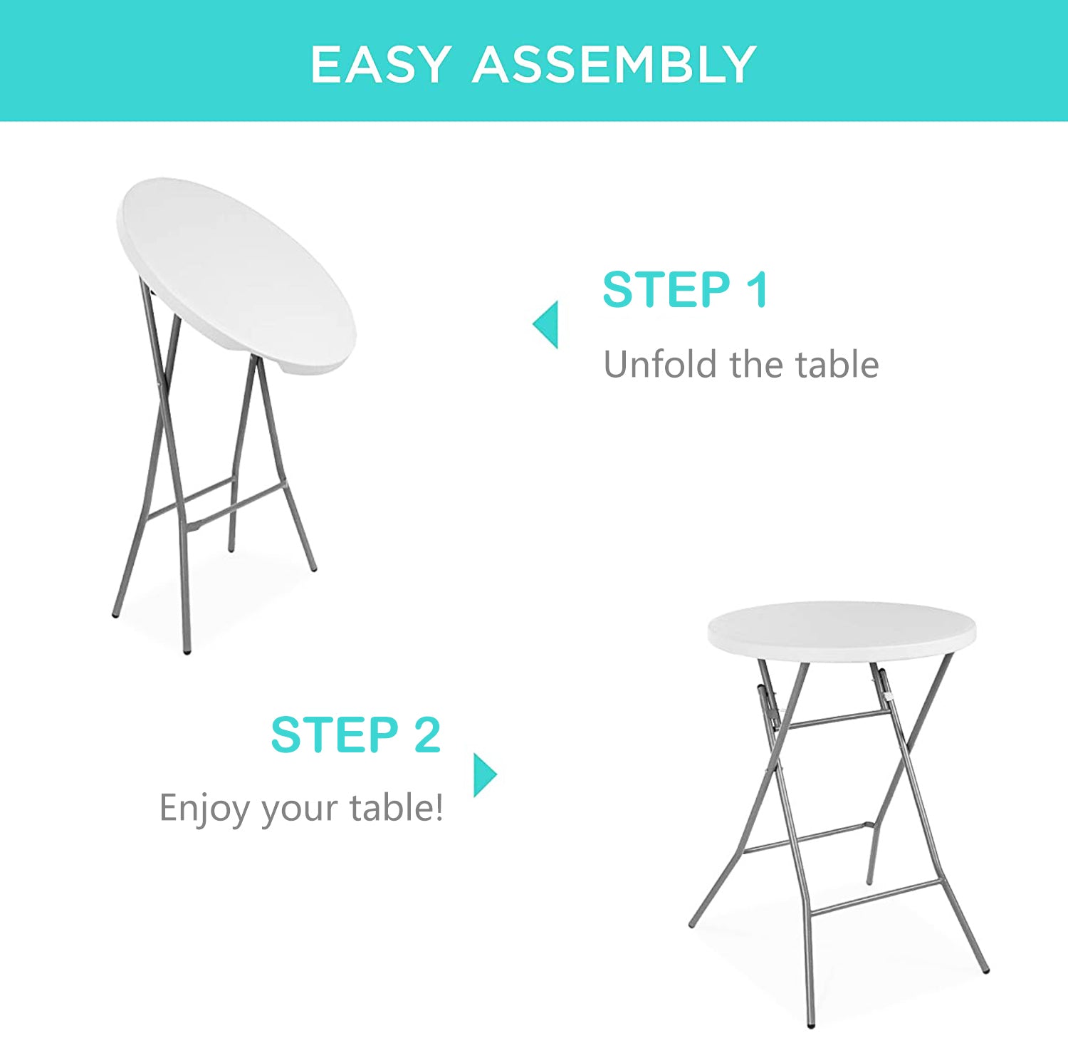 24インチ 円形プラスチック製折りたたみ式屋外ピクニックテーブル