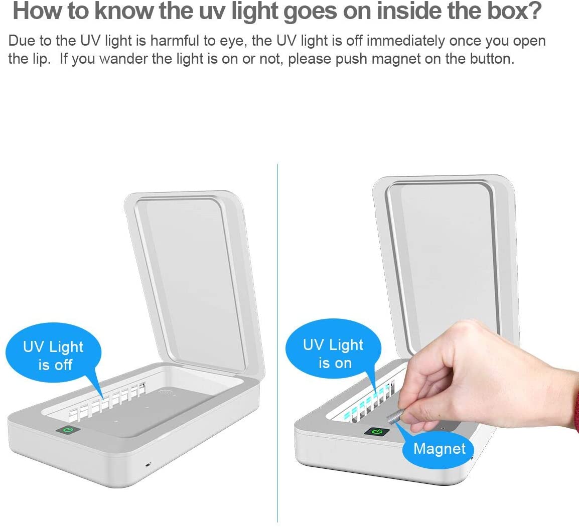 UVライトサニタイザー、ユニバーサル携帯電話殺菌装置、iOS Android携帯電話用アロマセラピー機能付き電話クリーナー、歯ブラシジュエリーウォッチ