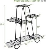 高さ32.5インチ 屋内/屋外用 ブラックメタルプラントスタンド(7段)