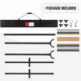 10 フィートの布製コットン ハンモック ベッド、省スペース スチール スタンド付き、ブラウン ストライプ (耐荷重 450 ポンド、キャリーバッグ付属)