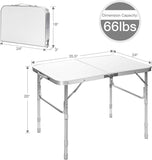 高さ26インチの長方形アルミ製折りたたみ式ポータブル屋外ピクニックテーブル