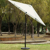 7.5 フィート マーケット アウトドア パティオ アンブレラ プッシュ ボタン チルト & クランク付き ベージュ