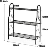 高さ 33 インチ 屋外用 ブラック メタル プラント スタンド (3 段)