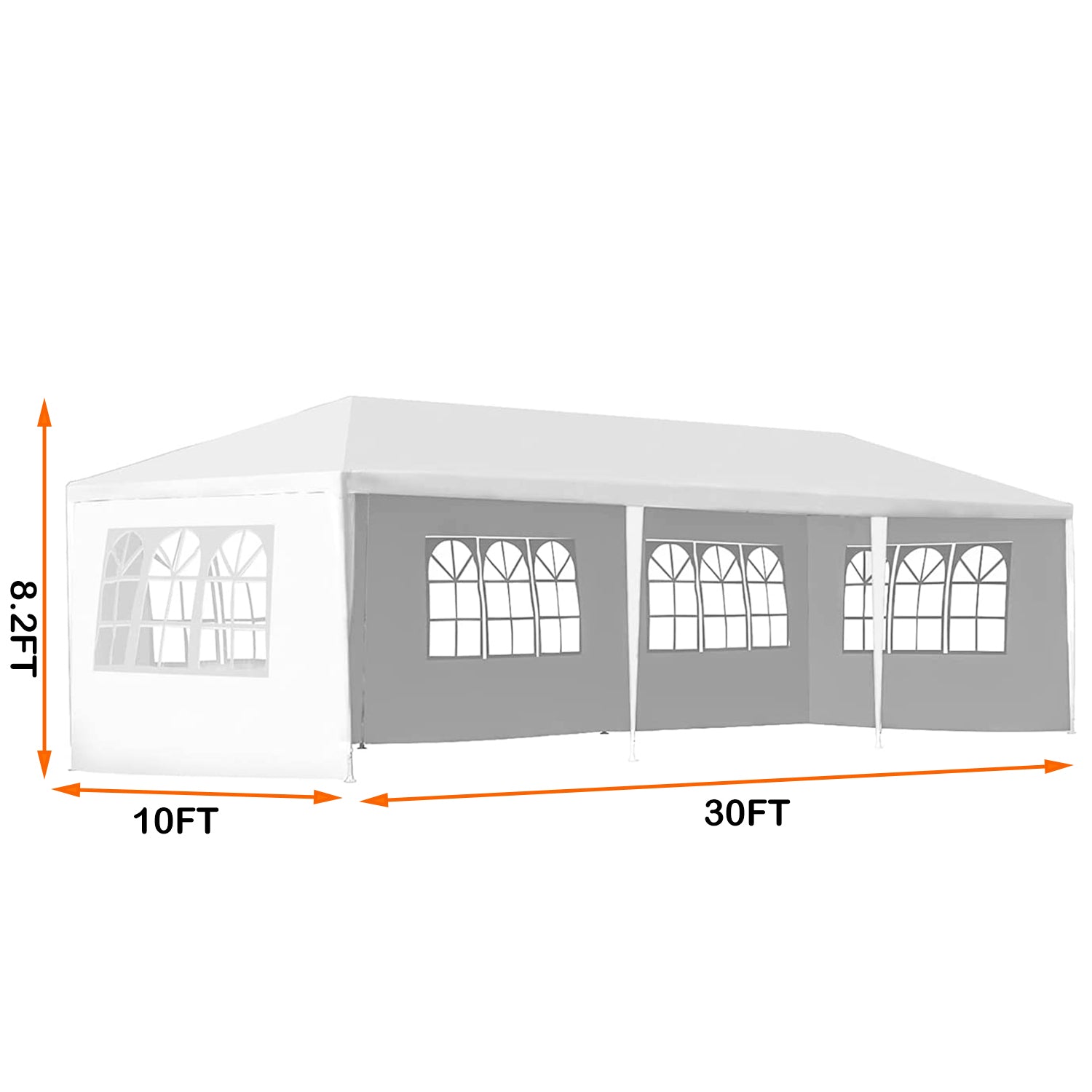 10 ft. x 30 ft. White Canopy Tent Heavy-Duty Wedding Party Tent Canopy with 5 Removable Side Walls