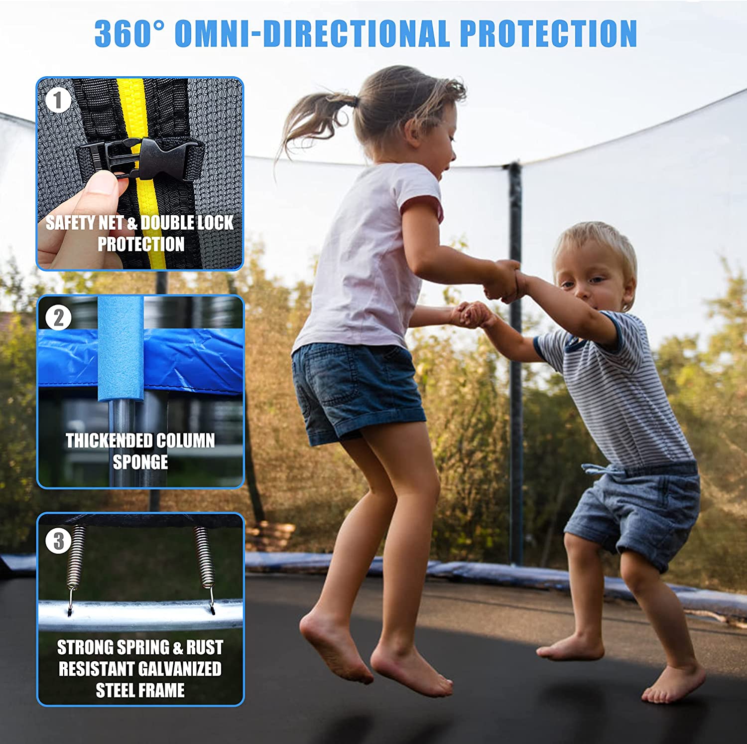 安全囲いネットとはしご付き 10 フィート円形トランポリン