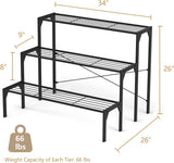 高さ26インチ 屋内/屋外用 ブラックメタルプラントスタンド(3段)