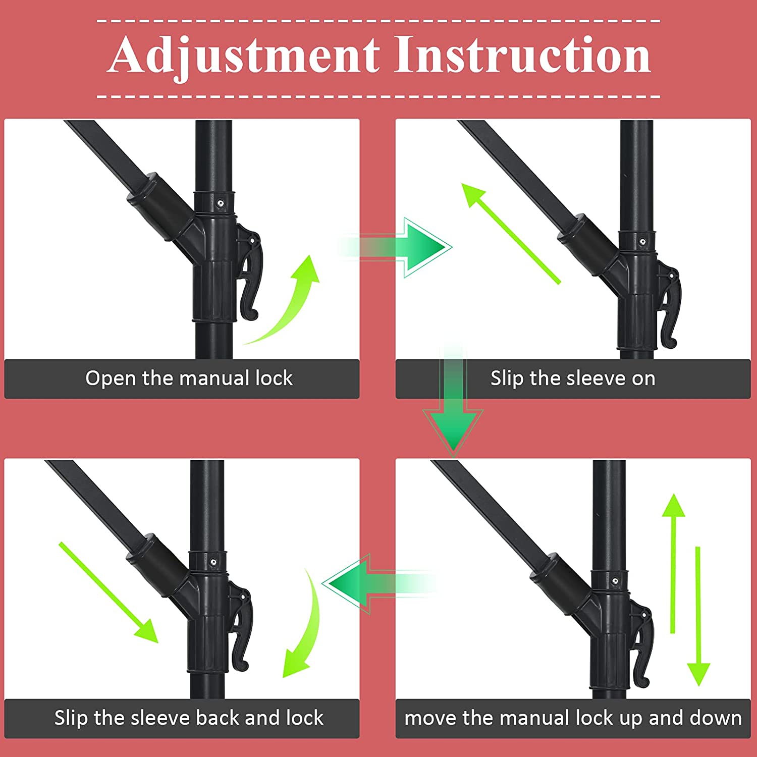 10 フィート スチール カンチレバー オフセット 屋外パティオ傘 (赤)
