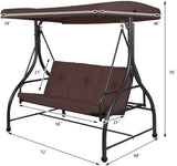 3人用スチール製屋外パティオスイング(キャノピー付き)