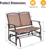 2人用ブラウンメタル屋外ベンチ