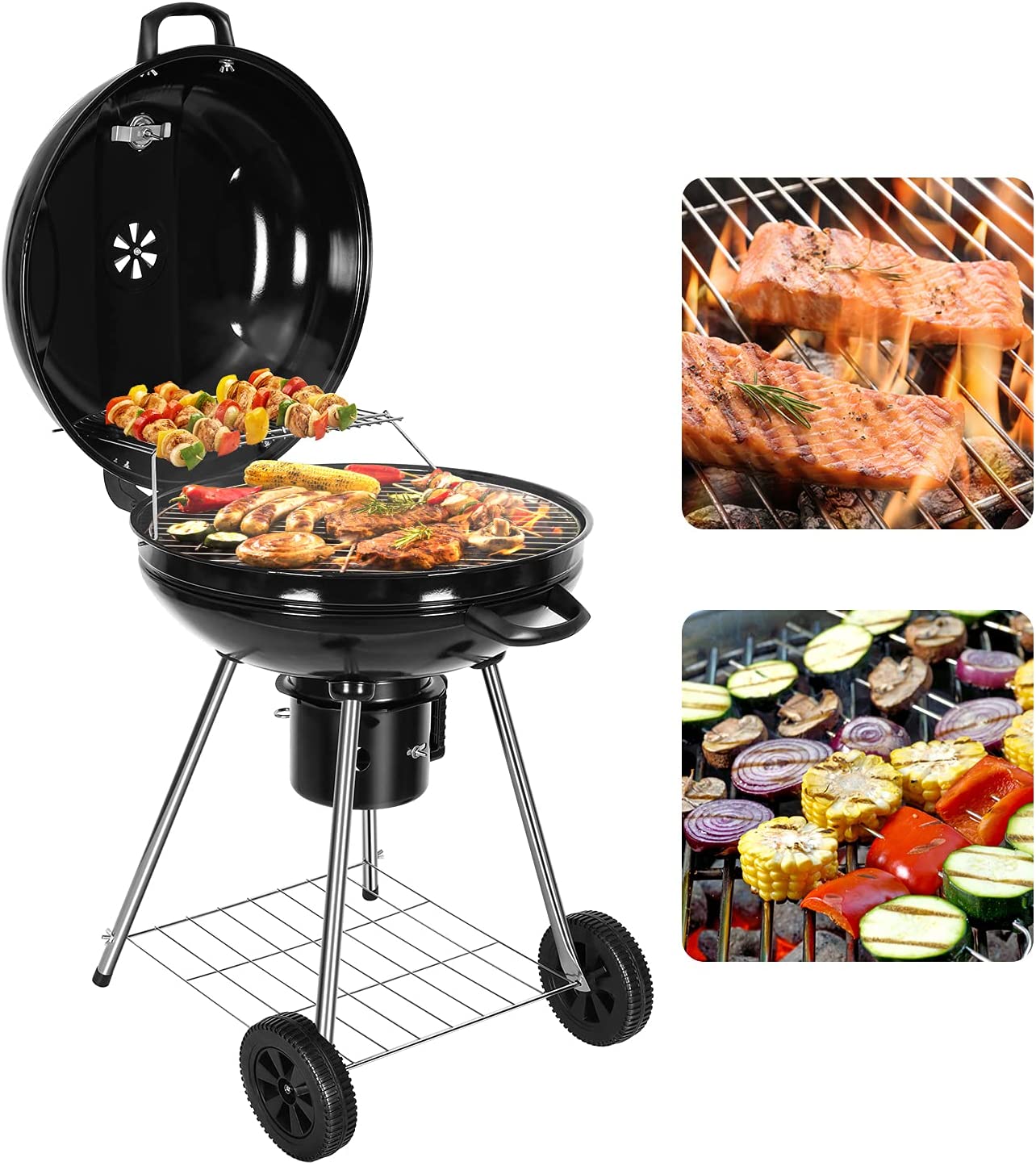 22インチ オリジナル ケトル プレミアム チャコールグリル ブラック 温度計内蔵