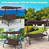 3人用スチール製屋外パティオスイング(キャノピー付き)