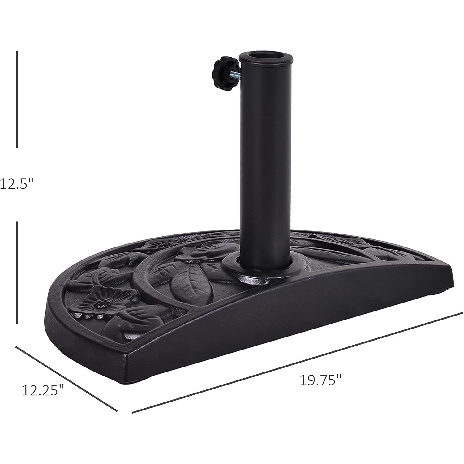 20 ポンド樹脂製屋外パティオ傘ベース(黒)