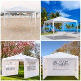 10 ft. x 10 ft. White Canopy Tent Heavy-Duty Wedding Party Tent Canopy with 3 Removable Side Walls